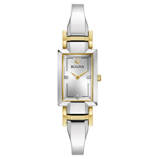 Bulova Classic Diamond Two Tone Stainless Steel Ladies Quartz Watch - Model 98P229